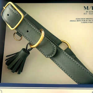 Southern Living Vegan-Leather Dog Collar Teal-Blue w/ Tassel Gold HW NWT